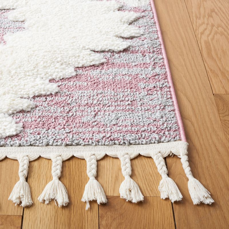 Moroccan Tassel Shag MTS652 Power Loomed Indoor Area Rug - Pink/Ivory - 5'3"x7'6" - Safavieh