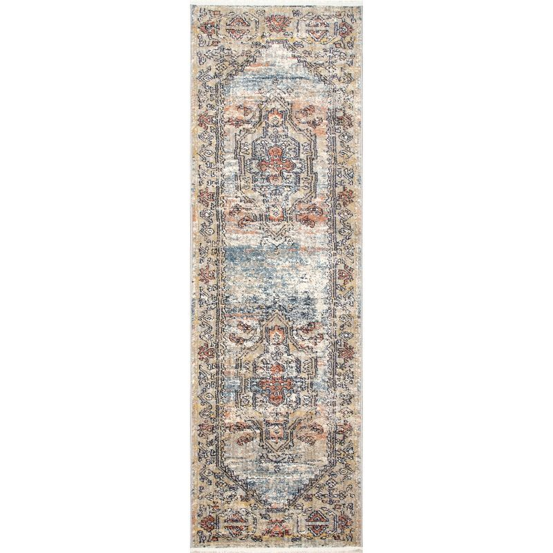 Nuloom Marley Medallion 2x6 Runner Indoor Area Rug for Living Room Bedroom Dining Room Entryway Hallway Kitchen, Beige/Ivory