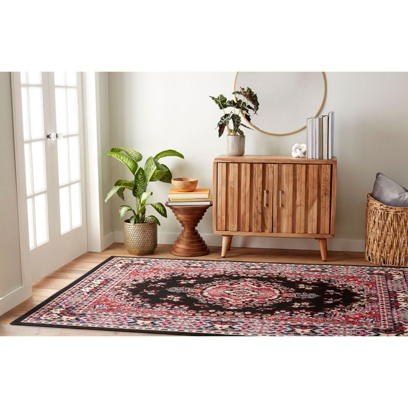 Home Dynamix Premium Sakarya Traditional Medallion Area Rug, Black/Red, 5'2"x7'4"