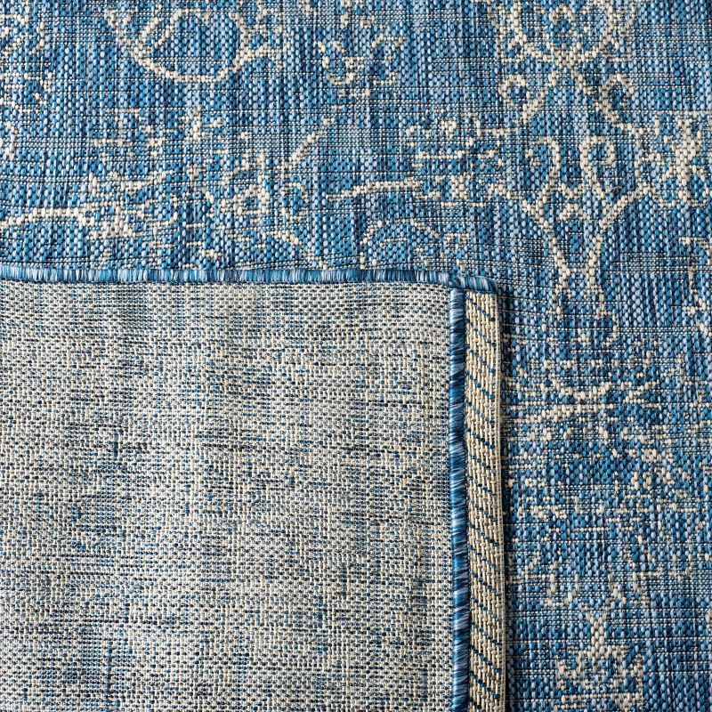 Courtyard CY8680 Power Loomed Indoor and Outdoor Area Rug - Navy/Ivory - 6'7"x6'7" - Safavieh