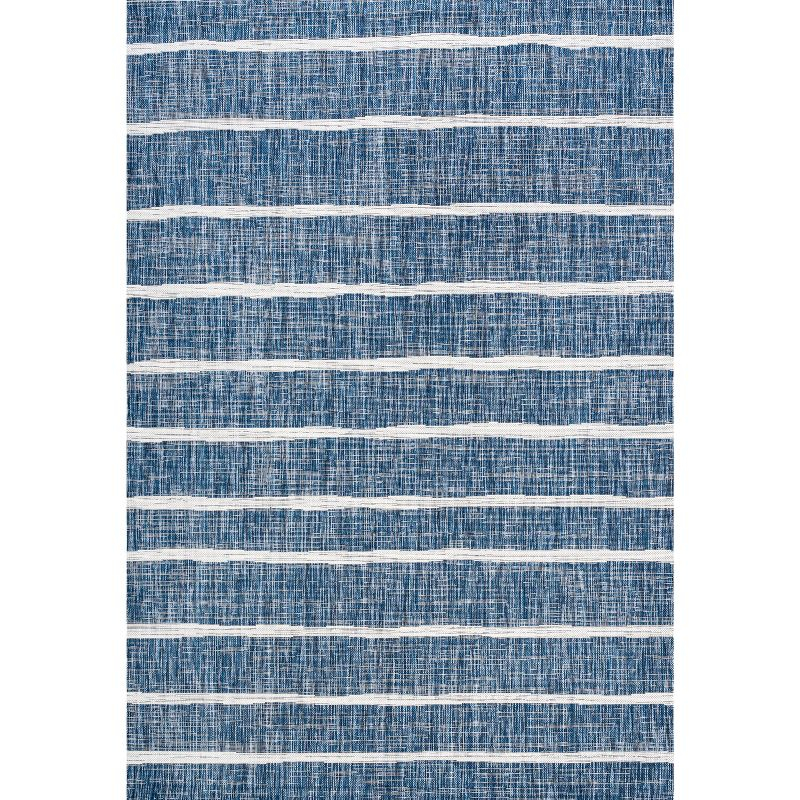 8'x10' Colonia Berber Stripe Indoor/Outdoor Area Rug, Blue/Ivory - JONATHAN Y