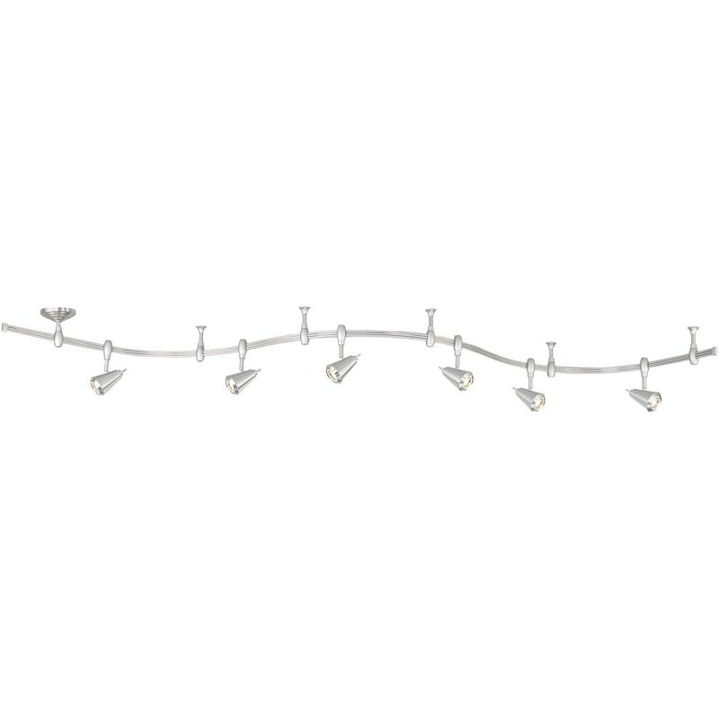 Pro Track Ali 6-Light Heads LED Ceiling Track Light Fixture Kit Dimmable Monorail Silver Brushed Nickel Finish Modern Kitchen Bathroom 108" Wide
