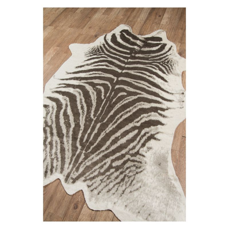 5'3"X7'10" Zebra Loomed Novelty Area Rug Gray - Erin Gates By Momeni: Luxury Animal Print, Indoor Low Pile Rug