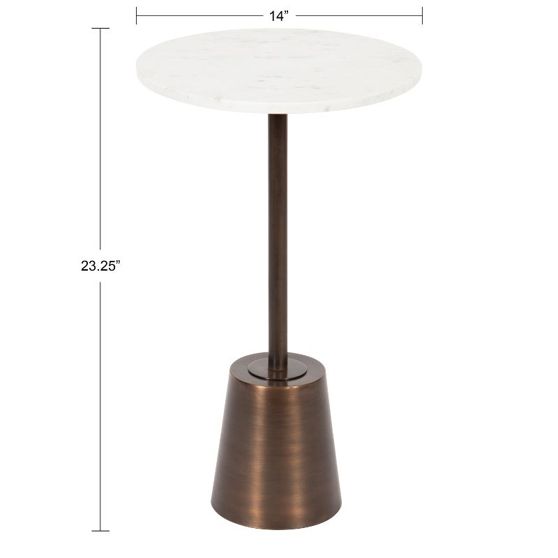 Kate and Laurel Tira Round Metal Side Table, 14x14x24, Bronze and White