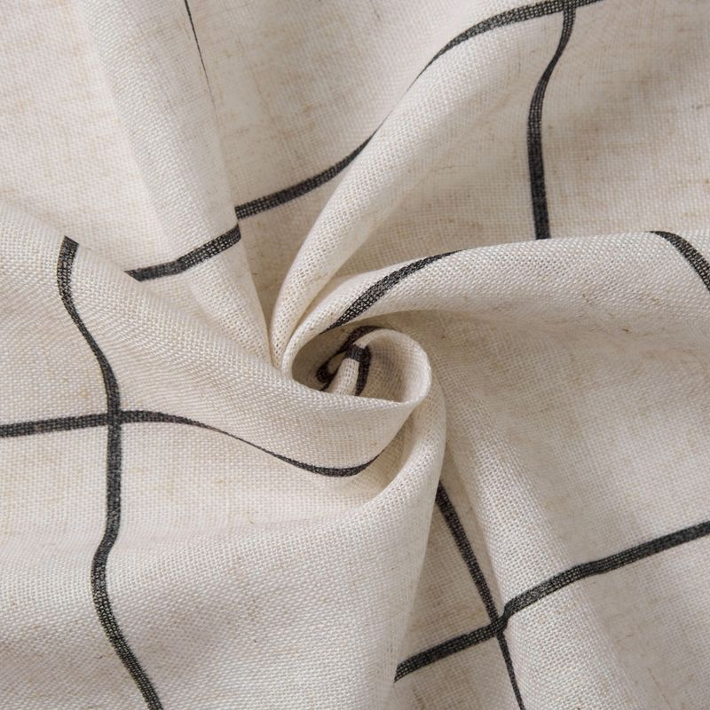 Brighton Windowpane Plaid Lined Room Darkening Single Window Curtain Panel  - 52" x 95" - Black - Elrene Home Fashions