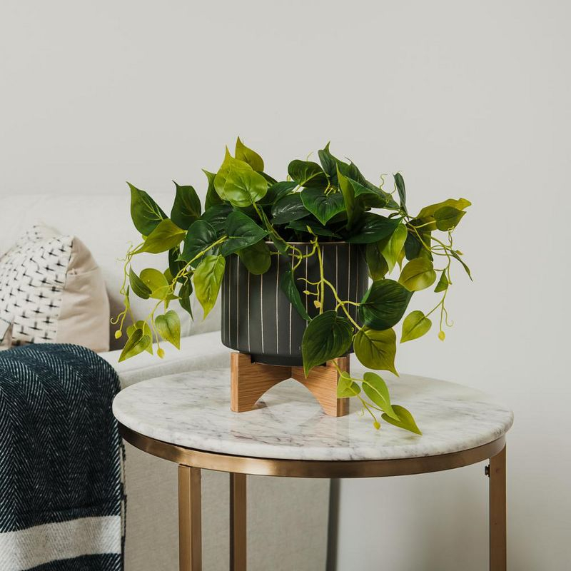 Forever Leaf Artificial Ivy Foliage Plant in Black Ceramic Pot, Indoor Artificial Plant for Home Decor