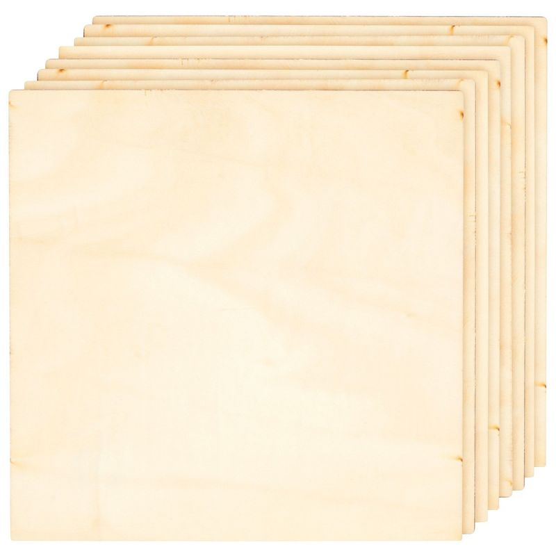 Bright Creations 8 Pack Thin 8x8 Wood Squares for DIY Crafts, Unfinished 1/8 Inch Basswood Plywood for Laser Cutting, Wood Burning