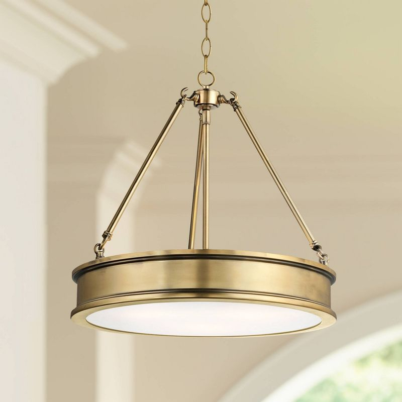 Minka Lavery Liberty Gold Pendant Chandelier 19" Wide Modern White Glass 3-Light Fixture for Dining Room House Foyer Entryway Home