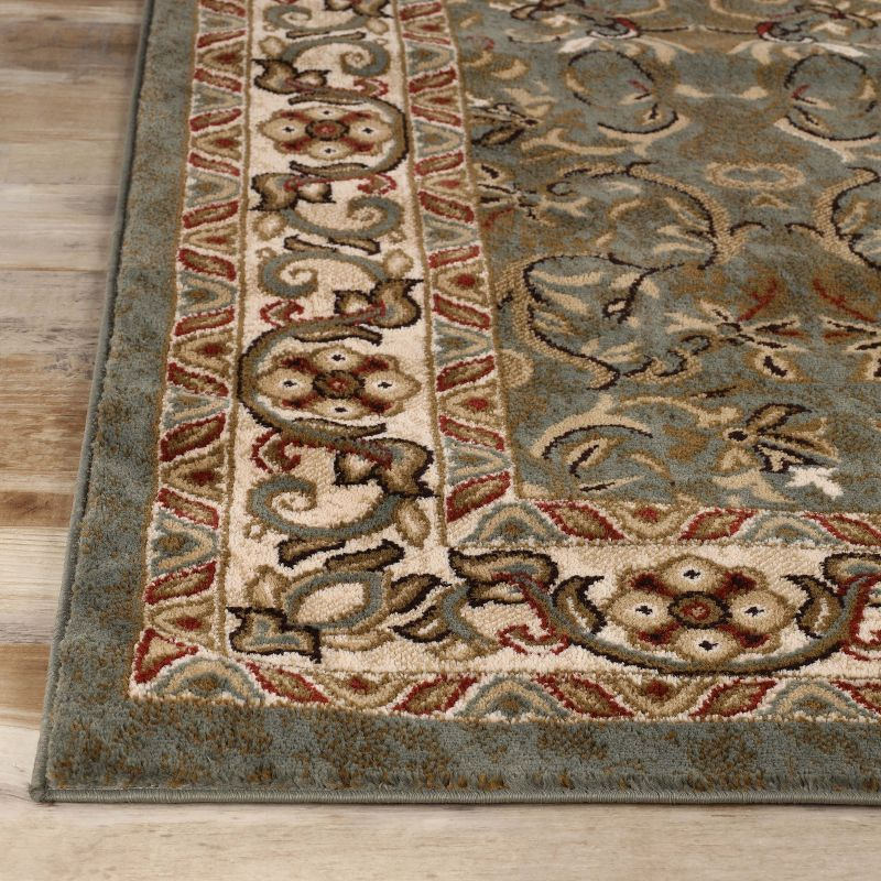 Traditional Floral Scroll Indoor Runner or Area Rug, 4'x6', Dark Green - Blue Nile Mills