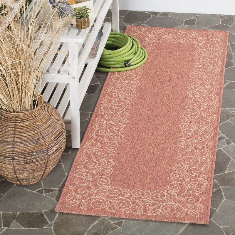 Courtyard CY5139 Power Loomed Indoor and Outdoor Runner Rug - Terracotta/Beige - 2'3"x6'7" - Safavieh