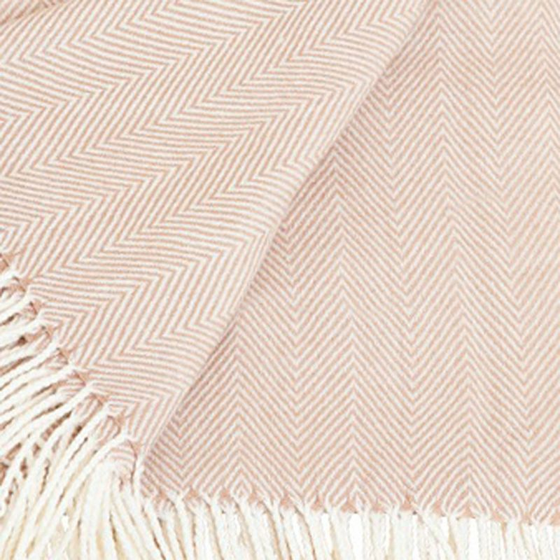 50"X60" Herringbone Tassel Fringe Throw Blanket Camel - Saro Lifestyle: Scandinavian Style, Acrylic Mesh, Hand Wash