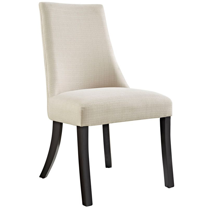 Modway Reverie Dining Side Chair Beige: Polyester Upholstery, Espresso Wood Legs, Armless Design, 287lb Capacity
