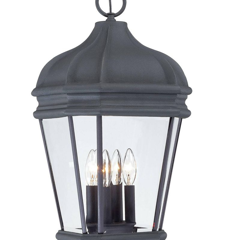 Minka Lavery Rustic Outdoor Hanging Light Fixture Black Damp Rated 28 3/4" Clear Beveled Glass for Post Exterior Porch Yard Patio