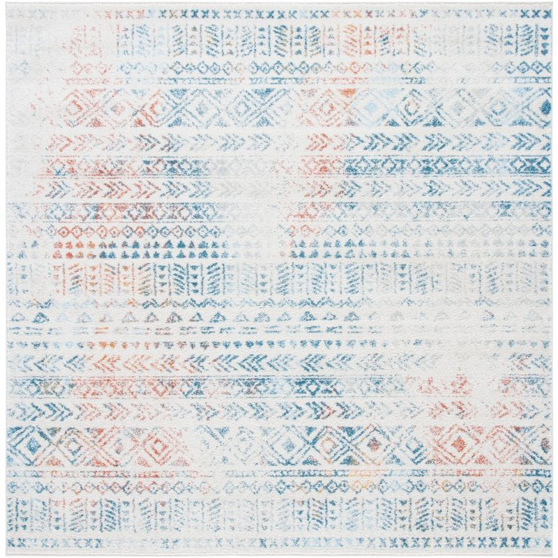 Tulum TUL263 Power Loomed Indoor Area Rug - Ivory/Terracotta - 6'7"x6'7" - Safavieh