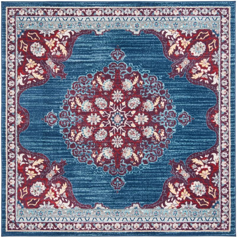 Brentwood BNT867 Power Loomed Indoor Area Rug - Navy/Burgundy - 5'x5' - Safavieh