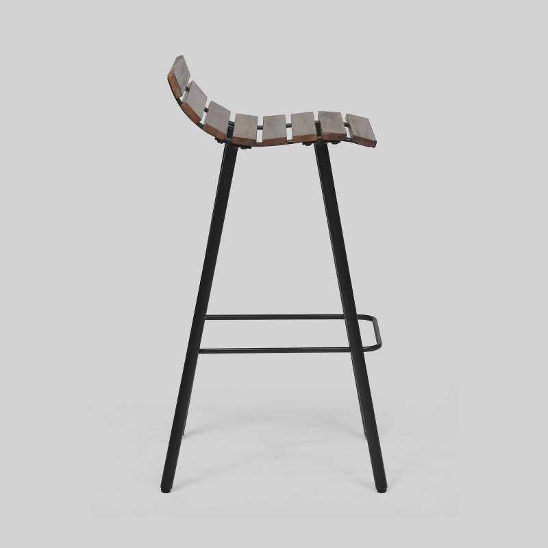 Set of 2 Pepperwood Wooden Barstool Dark Brown - Christopher Knight Home: Industrial Style, Acacia Frame, 29.25" Height