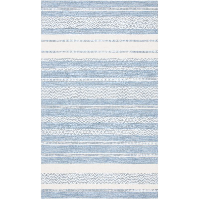 Striped Kilim STK503 Hand Woven Area Rug - Ivory/Blue - 6'x9' - Safavieh.