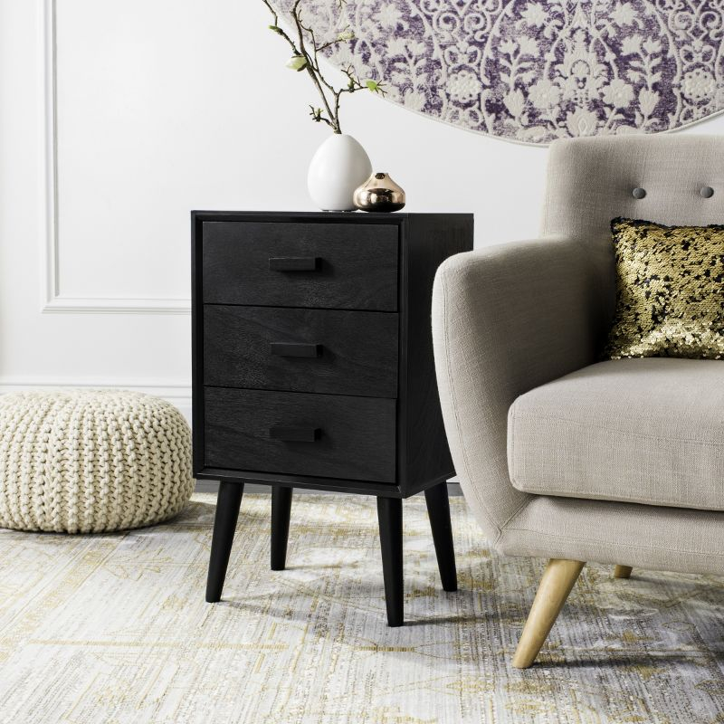 Pomona 3 Drawer Accent Table - CHS5700 - Black - Safavieh