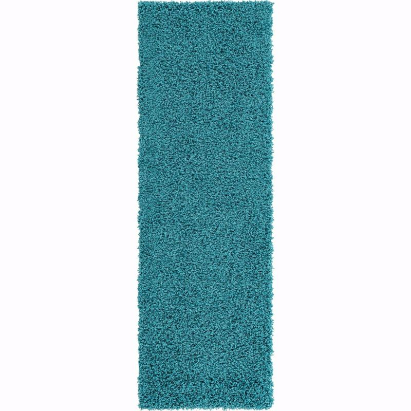 Unique Loom 2' 2 x 6' 7 Solid Shag Deep Aqua Blue Area Rug