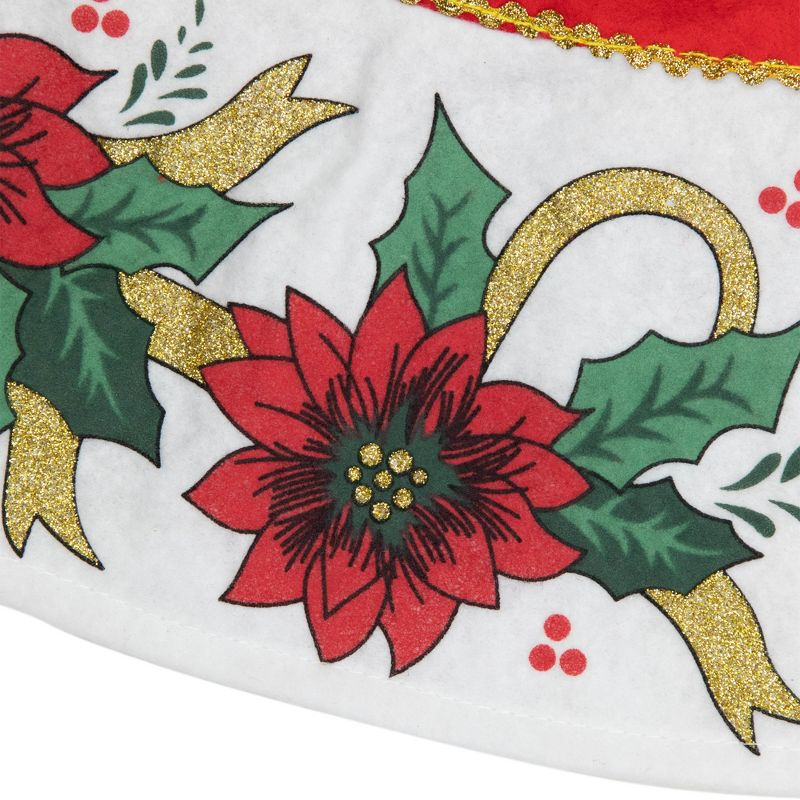 Northlight 48" Red and White Poinsettia Christmas Tree Skirt