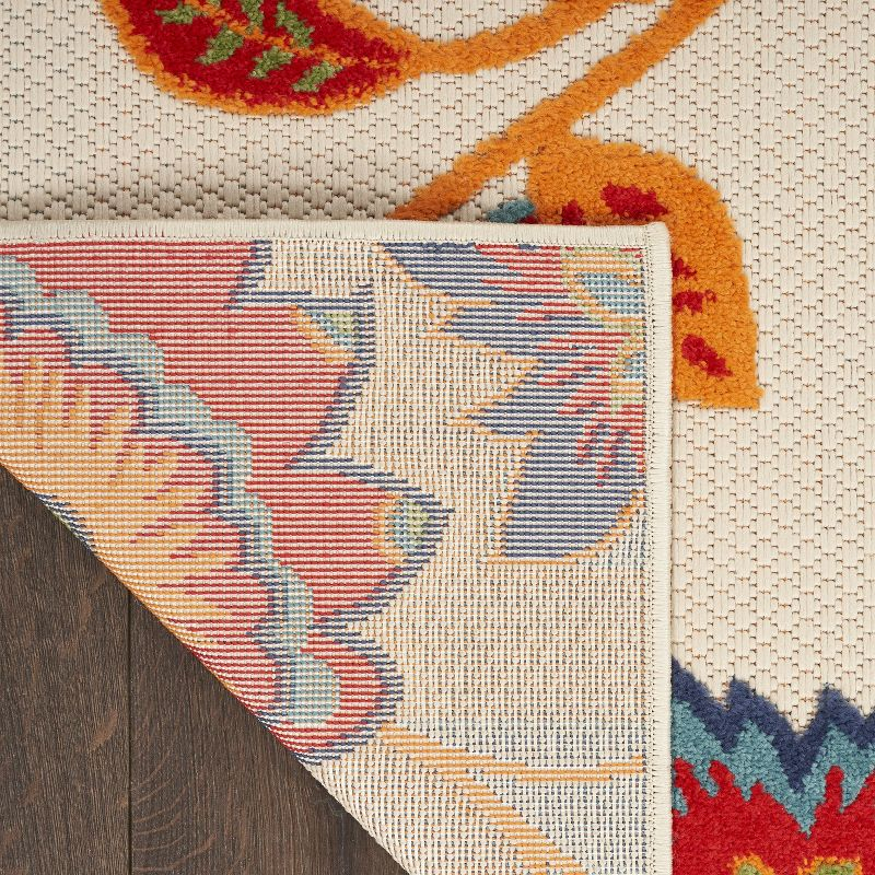 Nourison Aloha Floral Farmhouse Flatweave High-Low Indoor Outdoor Area Rug Multicolor 3'6" x 5'6"