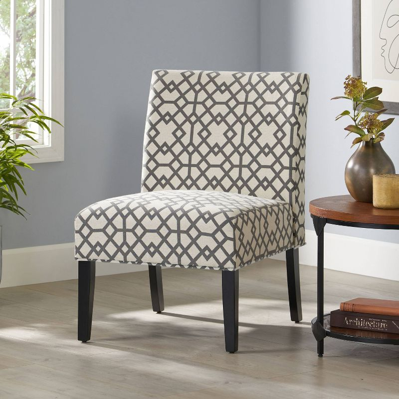 Kassi Accent Chair Gray Geometric Patterned - Christopher Knight Home: Polyester Upholstery, Rubberwood Frame