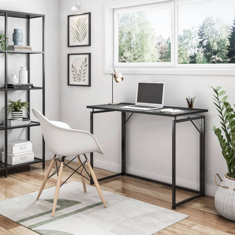 Space Saving Folding Desk Black - Techni Mobili: Collapsible, Portable for Adults, No Assembly Required