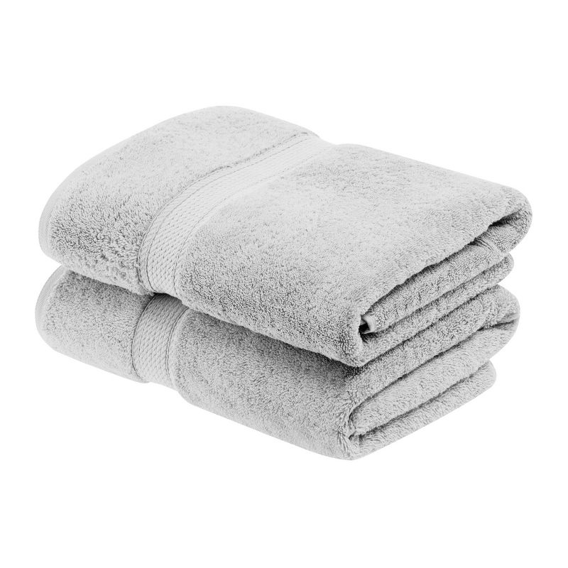 Luxury Cotton Heavyweight Ultra-Plush Bath Towel Set of 2, Silver - Blue Nile Mills