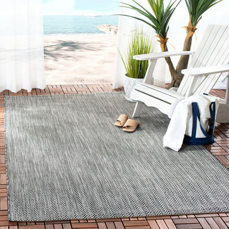 Courtyard CY8022 Power Loomed Indoor and Outdoor Area Rug - Black/Beige - 4'x5'7" - Safavieh