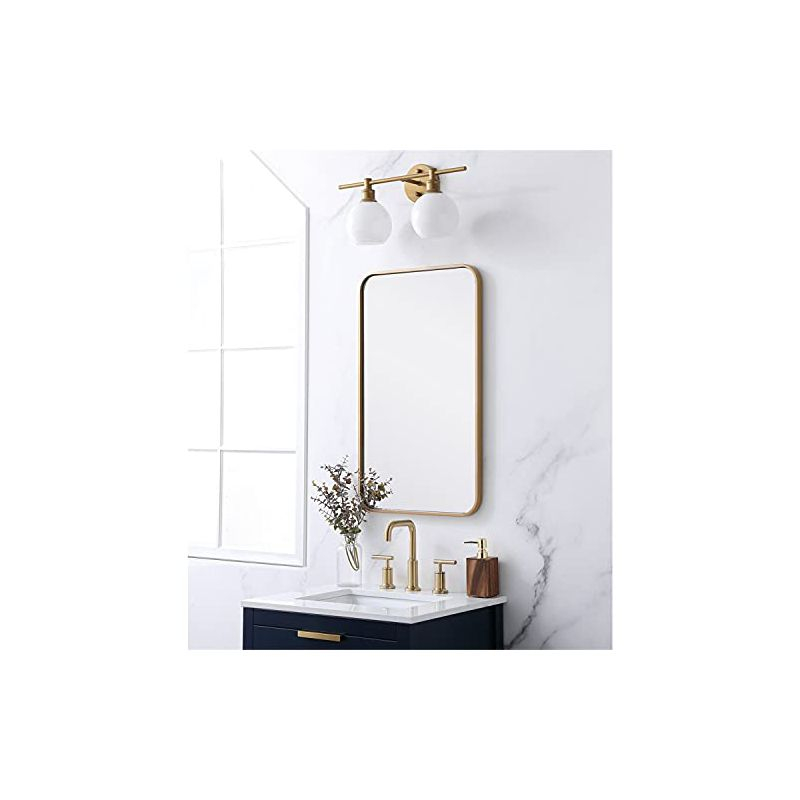 Elegant Lighting Soft corner metal rectangular mirror 18x30 inch in Brass