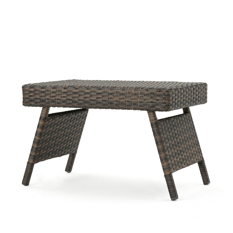 Thira Wicker Adjustable Folding Side Table - Mocha - Christopher Knight Home: Patio Furniture, Water-Resistant
