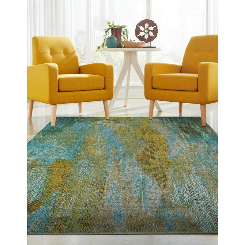 Unique Loom Jardin Collection Area Rug - Lilly (7' 1" x 10' Rectangle Turquoise/Gray)