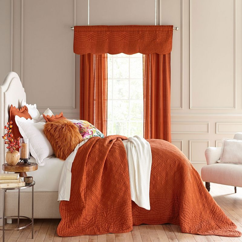 BrylaneHome Florence Oversized Bedspread - Queen, Spice Floral Multi