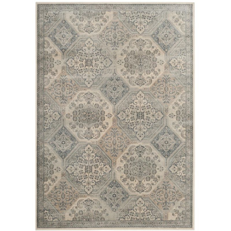Vintage VTG128 Power Loomed Indoor Skid-Resistant Accent Rug - Cream/Blue - 3'3"x5'7" - Safavieh