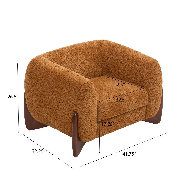 Christopher Knight Home Raymond Birch Wood Boucle Upholstered Club Chair, Caramel