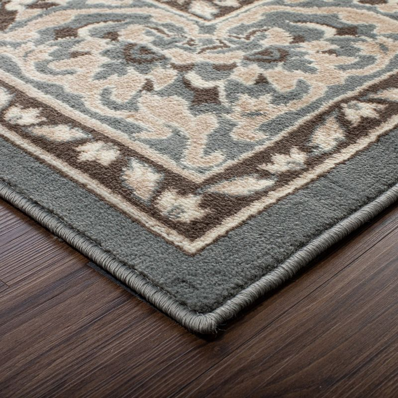 Traditional Vintage Medallion Floral Scroll Indoor Area Rug, 3'x5', Grey - Blue Nile Mills