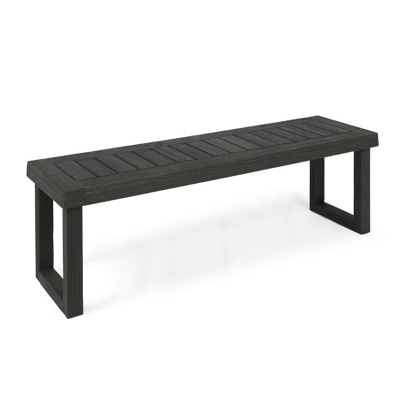 Nestor Acacia Bench - Sandblast Dark Gray - Christopher Knight Home: Weather-Resistant Patio Seating