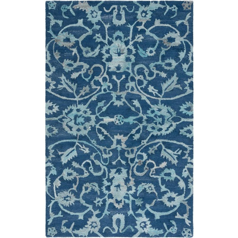 Anatolia AN401 Handmade Tufted Area Rug - Navy - 5' X 8' - Safavieh