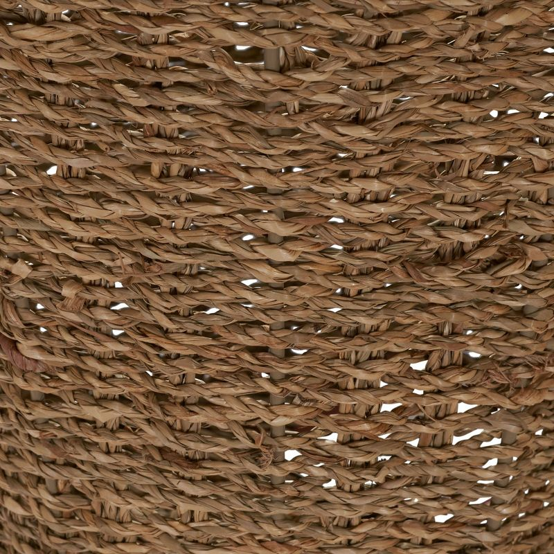 Seagrass Wicker Waste Basket, Handwoven Waste Bin with Metal Frame