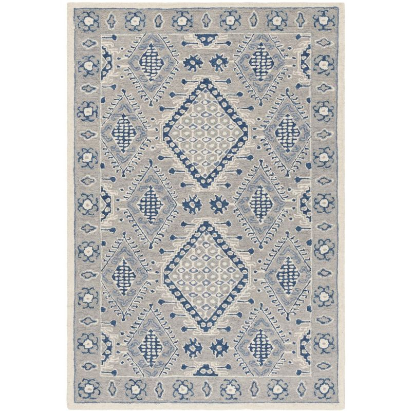 Micro-Loop MLP511 Hand Tufted Indoor Accent Rug - Light Grey/Blue - 4'x6' - Safavieh