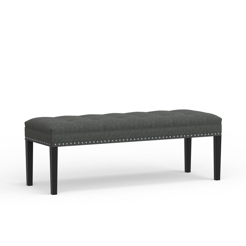 Glenwillow Home 46.5" Upholstered Bench with Nailhead Trim and Wood Legs in Dark Gray