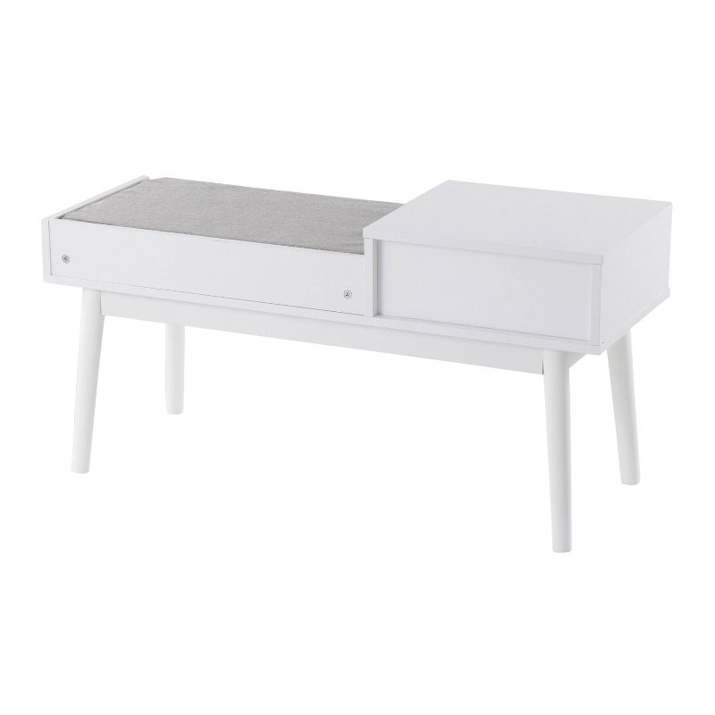 40" Telephone Polyester Wood Contemporary Bench White/Gray - LumiSource