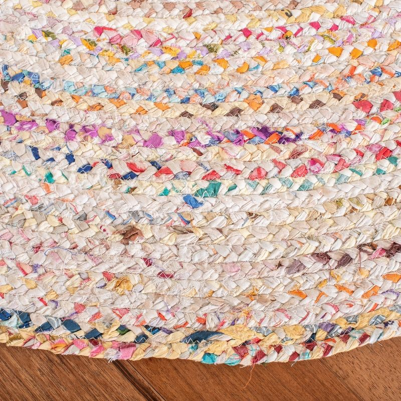 Braided BRD210 Hand Woven Accent Rug - Ivory/Multi - 3' Round - Safavieh.
