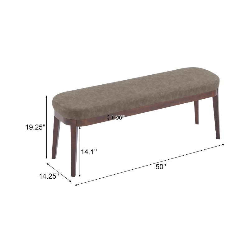 Christopher Knight Home Forma Mid-Century Modern Faux Leather and Rubberwood Upholstered Bench, Brown