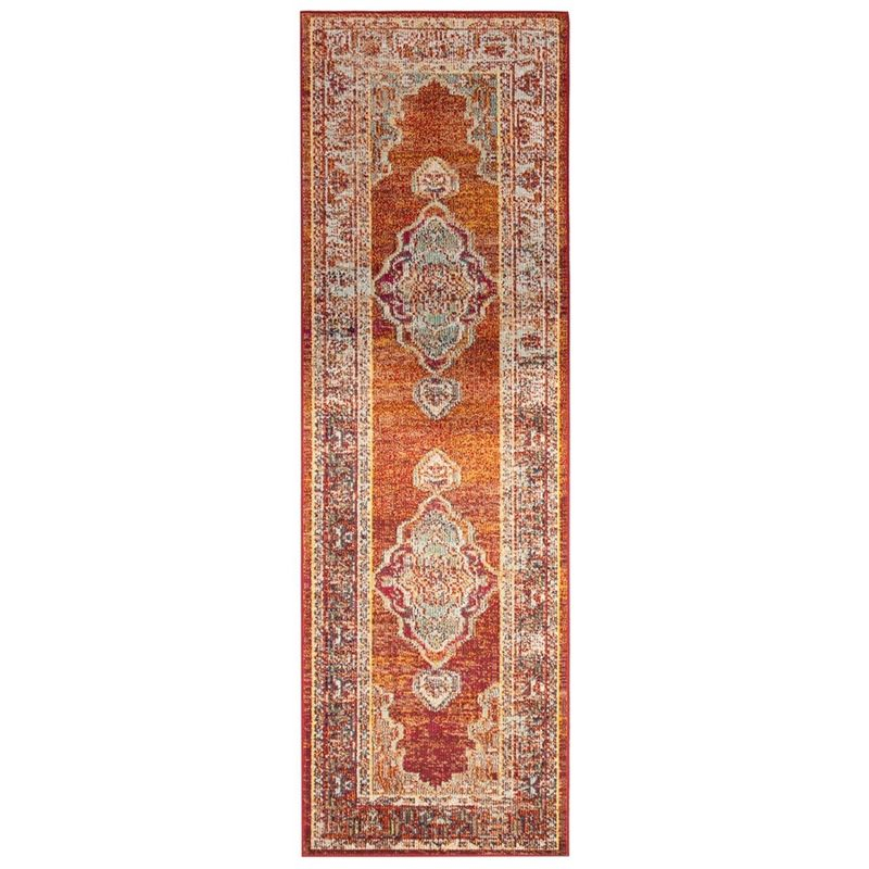 Crystal CRS500 Power Loomed Runner Rug - Orange/Light Blue - 2'2"x11' - Safavieh.