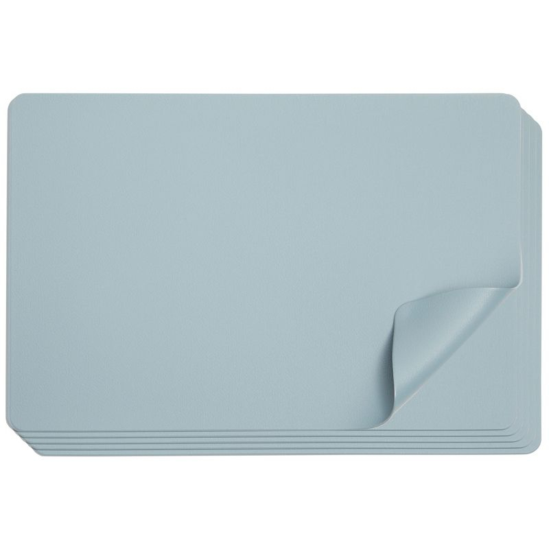 Juvale Set of 6 Blue Faux Leather Placemats for Dining Table, 17.75 x 11.75 Inches - Durable, Stylish, and Easy to Clean