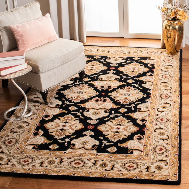 Heritage HG817 Hand Tufted Area Rug - Black/Ivory - 5'x8' - Safavieh.