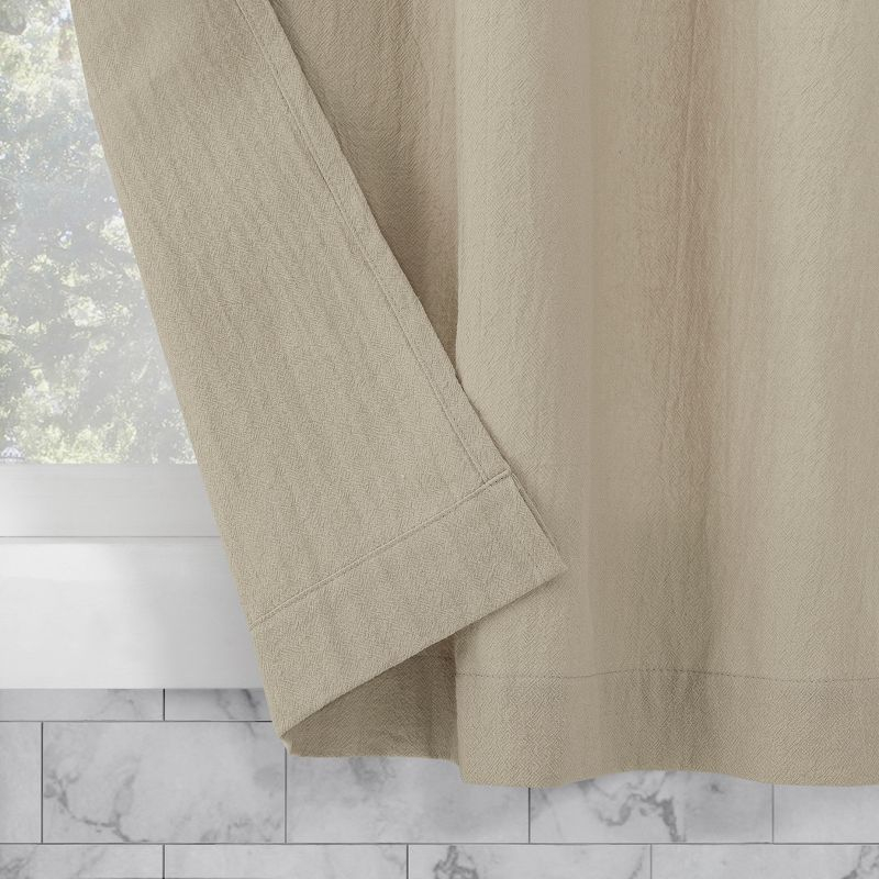 2pc 52"x45" Archaeo Washed Cotton Twist Tab Cafe Curtain Tier Pair Oatmeal: Kitchen Curtains, 45 Inch Long, Solid Beige