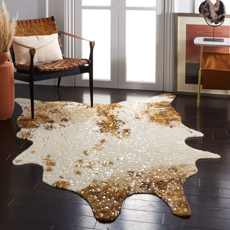 Faux Cowhide FCH207 Power Loomed Indoor Area Rug - Beige/Dark Brown - 6'x8' - Safavieh