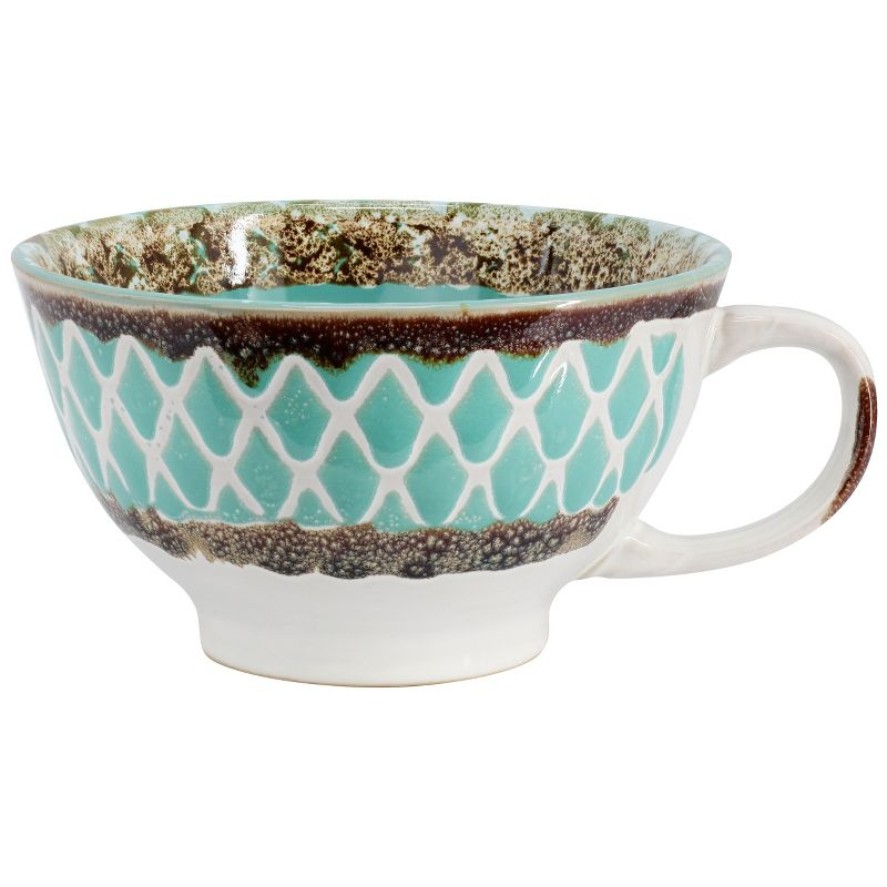 Meritage Otis 6 Piece 27 Ounce Stoneware Soup Bowl with Handle Set in Turquoise